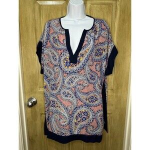 J. Crew Colorblock Paisley Tunic Top Swim Cover-Up F0821 Women's Size S